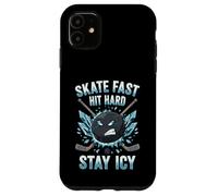 Skate Fast Hit Hard Stay Icy Angry Hockey Puck Art Case for iPhone 11