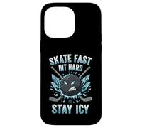 Skate Fast Hit Hard Stay Icy Angry Hockey Puck Art Case for iPhone 14 Pro Max