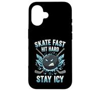 Skate Fast Hit Hard Stay Icy Angry Hockey Puck Art Case for iPhone 16