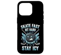Skate Fast Hit Hard Stay Icy Angry Hockey Puck Art Case for iPhone 16 Pro