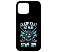 Skate Fast Hit Hard Stay Icy Angry Hockey Puck Art Case for iPhone 16 Pro Max
