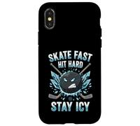 Skate Fast Hit Hard Stay Icy Angry Hockey Puck Art Case for iPhone X/XS