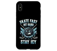 Skate Fast Hit Hard Stay Icy Angry Hockey Puck Art Case for iPhone XS Max