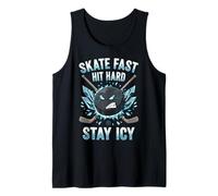 Skate Fast Hit Hard Stay Icy Angry Hockey Puck Art Tank Top