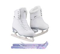 SKATE GURU Jackson Ultima Finesse JS180 Figure Ice Skates for Women Bundle with Guardog Skate Guards/Fleece/Adult 6