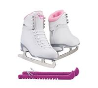 SKATE GURU Jackson Ultima Finesse JS181 Figure Ice Skates for Women Bundle with Guardog Skate Guards/Pink/Youth 2 (Kid's)
