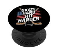 Skate Hard Hit Harder Hockey Training Motivation PopSockets Adhesive PopGrip