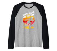 Skate Hard Hit Harder Roller Derby Roller Skate Raglan Baseball Tee