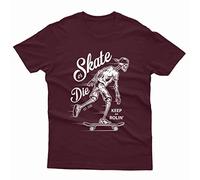 Skate Or Die Keep on Rolling Skateboarding Extreme Sports Mens T Shirts #P1#Or#A XXL Maroon