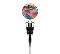 Skate Park Graffiti Wine Stopper Decorative Champagne Stoppers Vacuum Wine Corks Beverage Stopper with Rubber Seal Reusable Beverage Bottles for DIY Home Bar & Party Gifts