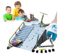 Skate Park Set with Keyboard - Mini Skateboard, Scooter, Bike, Clothing & Tools, Interactive Keyboard Ramp , Stunts, Hand Coordination and Fun