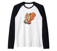 Skate Squirrel Cool Cartoon Raglan Baseball Tee