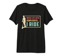 Skate When Life Gets Complicated Vintage Retro Style Scooter Premium T-Shirt