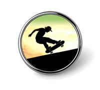 Skateboard Badges Decorative, Durable Aluminum Alloy Round Badge, Lightweight Button Brooch for Shirts, Jackets, Hats, Uniforms 1"