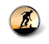 Skateboard Badges Decorative, Durable Aluminum Alloy Round Badge, Lightweight Button Brooch for Shirts, Jackets, Hats, Uniforms 1"