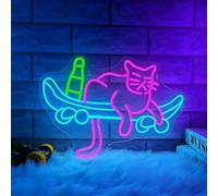 Skateboard Cat Neon Sign Cat Neon Light Neon Signs for Wall Decor for Bedroom USB Dimmable Lights Powered Light Up Signs for Pet Shop Restaurant Home Wall Living Room Party Kids Room