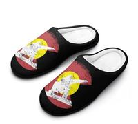 Skateboard Colorado State Flag Men's Cotton Slippers Winter Warm Slip-on House Shoes with Anti-Skid Rubber Sole 9-10（42-43）
