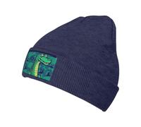 Skateboard Crocodile Beanie Hats for Women Men Winter Warm Knit Hat Slouchy Skull Cap Knit Cuffed Beanie, Navy Blue, One size
