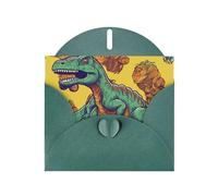 Skateboard dinosaur Holiday Cards | Double Sided Glitter Cardstock | Christmas, Birthday, Valentine's Day, Wedding & Party Invitations | Envelopes Included