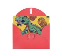 Skateboard dinosaur Holiday Cards | Double Sided Glitter Cardstock | Christmas, Birthday, Valentine's Day, Wedding & Party Invitations | Envelopes Included