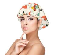 Skateboard Dog Cute Print Satin Silk Bonnet for Sleeping Women, Adjustable Double Layer Satin Hair Bonnet Night Sleep Cap for Curly Hair