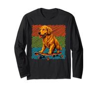 Skateboard Dog Golden Retriever Summer Palm Trees Dog Owners Long Sleeve T-Shirt