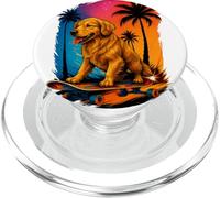 Skateboard Dog Golden Retriever Summer Palm Trees Dog Owners PopSockets PopGrip for MagSafe