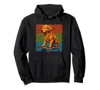 Skateboard Dog Golden Retriever Summer Palm Trees Dog Owners Pullover Hoodie