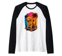 Skateboard Dog Golden Retriever Summer Palm Trees Dog Owners Raglan Baseball Tee