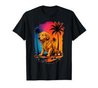 Skateboard Dog Golden Retriever Summer Palm Trees Dog Owners T-Shirt