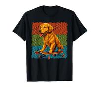 Skateboard Dog Golden Retriever Summer Palm Trees Dog Owners T-Shirt
