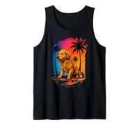 Skateboard Dog Golden Retriever Summer Palm Trees Dog Owners Tank Top