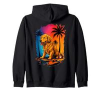 Skateboard Dog Golden Retriever Summer Palm Trees Dog Owners Zip Hoodie