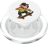 Skateboard Flamingo Riding Skateboard Skater Graphic PopSockets PopGrip for MagSafe