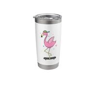Skateboard Flamingo Stainless Steel Insulated Tumbler