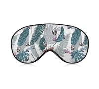 Skateboard French BulldogTropical Leaves Soft Sleep Mask with Adjustable Strap Eye Masks Cover Blocks Light for Women Men