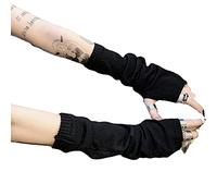 Skateboard Frog Women Gloves Goth Arm Sleeve Cool Black Moon Cross Printed Hip Hop Arm Warmers (Solid black,One Size)
