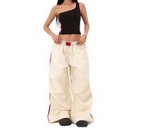 Skateboard Frog Women's Y2K Baggy Cargo Parachute Pants Elastic Waist Wide Leg Lightweight Quick-Dry Contrast Stripe American Retro