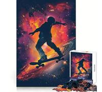 Skateboard Galaxy Silhouet 1000 Piece Jigsaw Puzzles for Teenagers Reason Skill Toy Quiet Calm Exact Cut Xmas Surprise 50x75cm