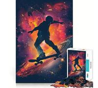 Skateboard Galaxy Silhouet 1000 Piece Jigsaw Puzzles for Teenagers Reason Skill Toy Quiet Calm Exact Cut Xmas Surprise 50x75cm