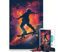 Skateboard Galaxy Silhouet Hard Jigsaw Puzzle for Adults 1000 Pieces Smart Toy Casual Fun Accurate Cut Artistic Gift 38x26cm