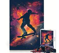 Skateboard Galaxy Silhouet Jigsaw Puzzles 1000 Pieces for Teenagers Mind Skill Toy Casual Fun Design Assembly Stylish Gift 38x52cm