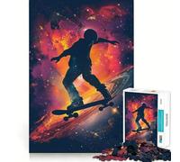 Skateboard Galaxy Silhouet Jigsaw Puzzles 1000 Pieces for Teenagers Mind Skill Toy Casual Fun Design Assembly Stylish Gift 38x52cm