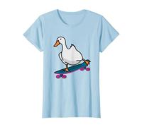 Skateboard Goose Funny Skater Skateboarding T-Shirt, Women, Baby Blue, Small