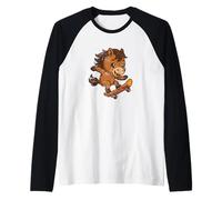 Skateboard Horse Retro Cartoon Raglan Baseball Tee