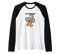 Skateboard Koala Hangout Cartoon Raglan Baseball Tee