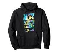 Skateboard Life Laguna Beach California Retro Sunset Skater Pullover Hoodie