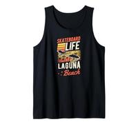 Skateboard Life Laguna Beach California Retro Sunset Skater Tank Top