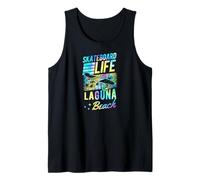 Skateboard Life Laguna Beach California Retro Sunset Skater Tank Top