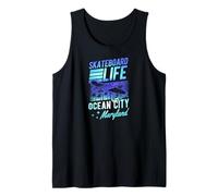 Skateboard Life Ocean City Maryland Retro Sunset Skater Tank Top
